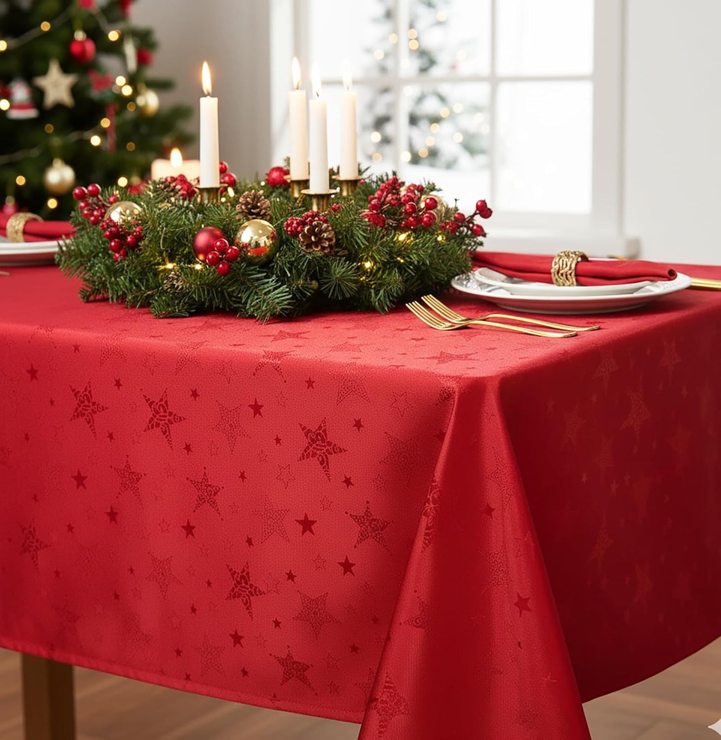 Tischdecke Magic Stars, 250 x 150 cm (Rechteckig) Rot
