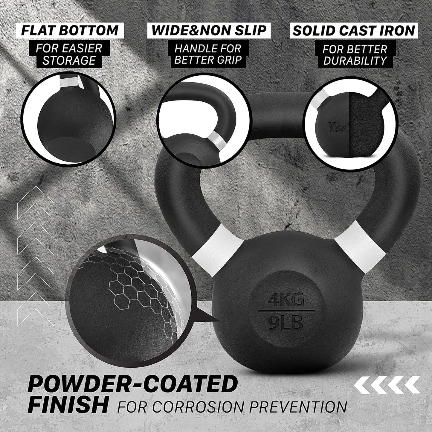 Powdercoat Kettlebell, A. 4kg