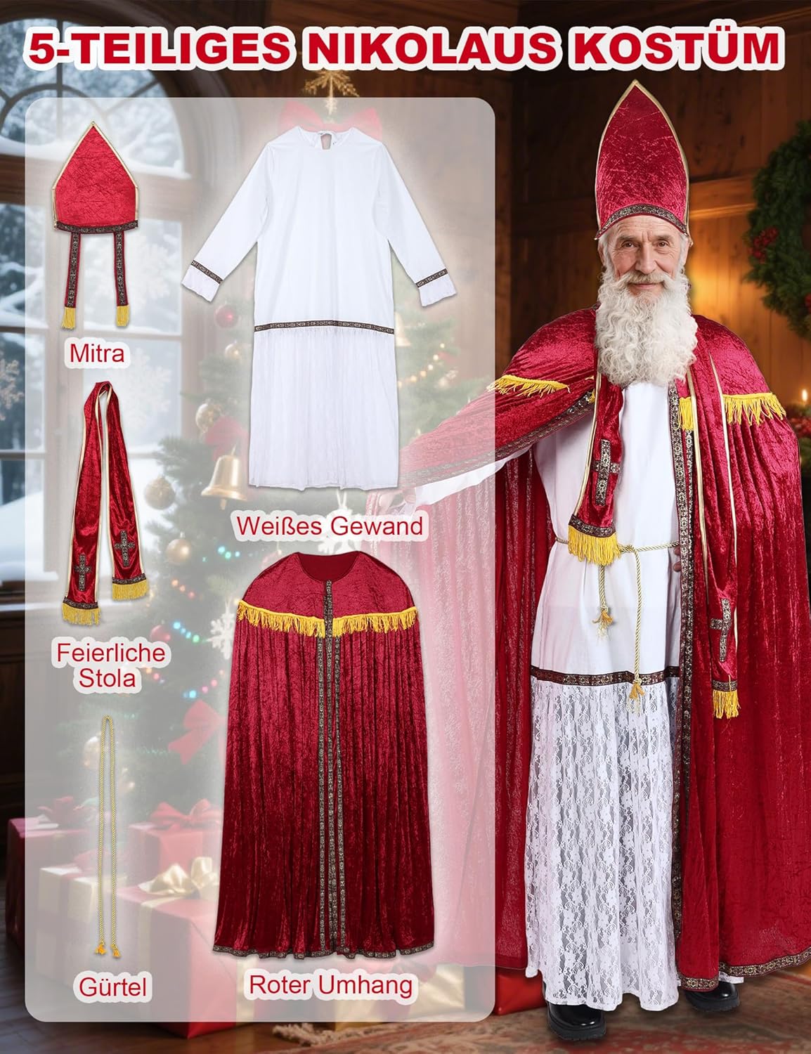 Nikolaus Kostüm für Erwachsene, XXL
