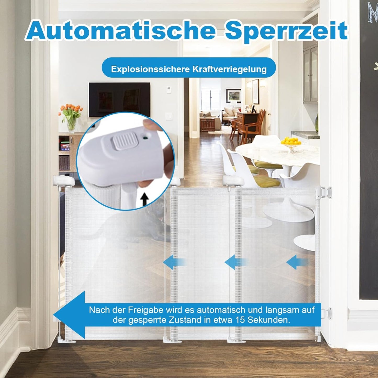 Ausziehbares Treppenschutzgitter, 140cm/weiss