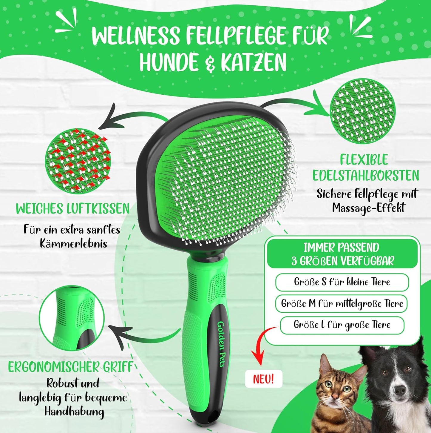 Softbürste für Fellpflege, Grösse L
