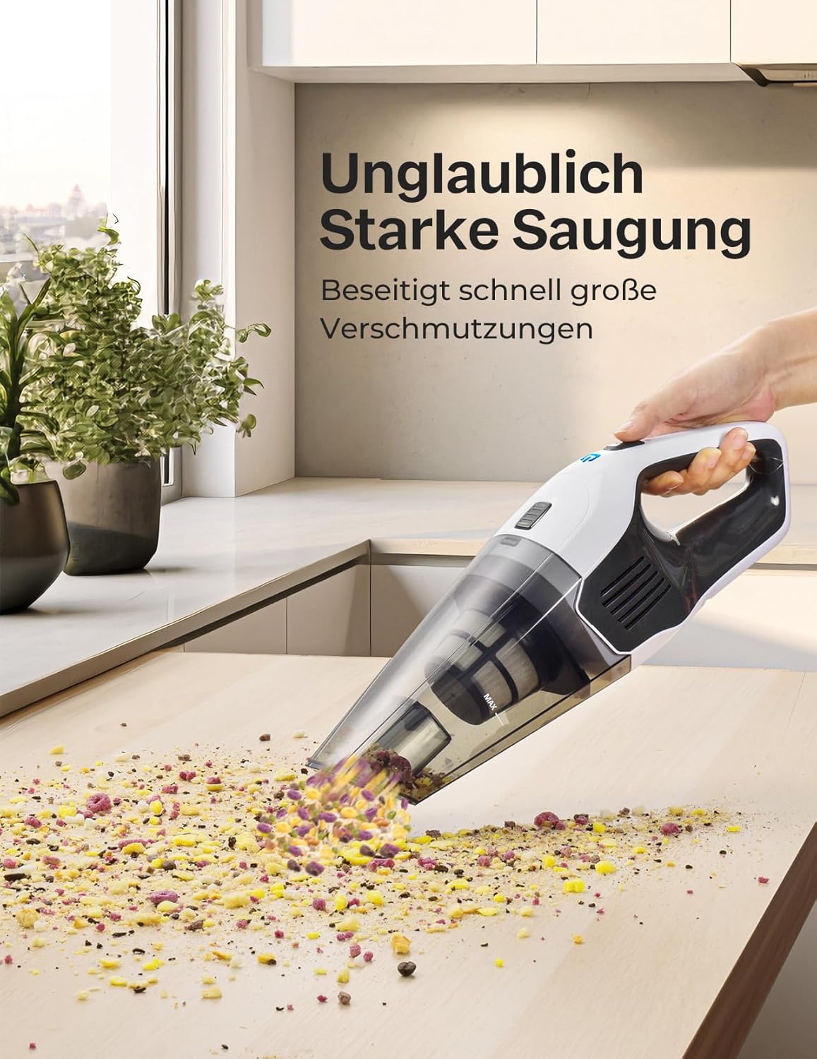Kabelloser Handstaubsauger mit Schnellladefunktion, Weiss