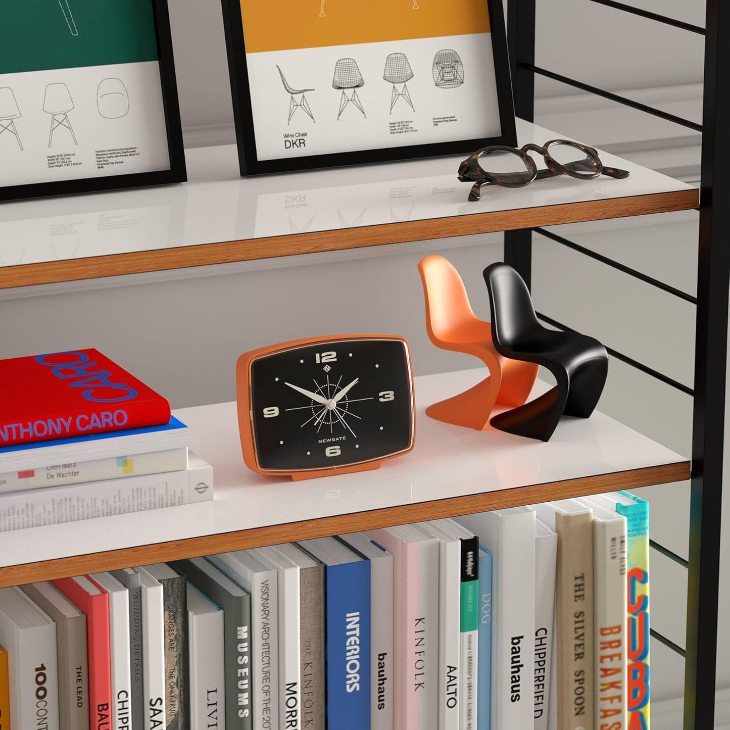 Brooklyn Retro-Wecker im Mid-Century-Design, Matt Orange