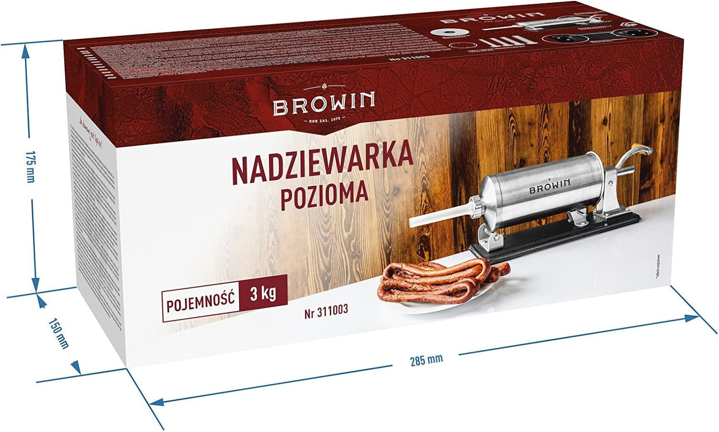 311003 Wurstmaschine, Horizontaler 3 kg | Horizontaler Wurstfüller 3 Kg