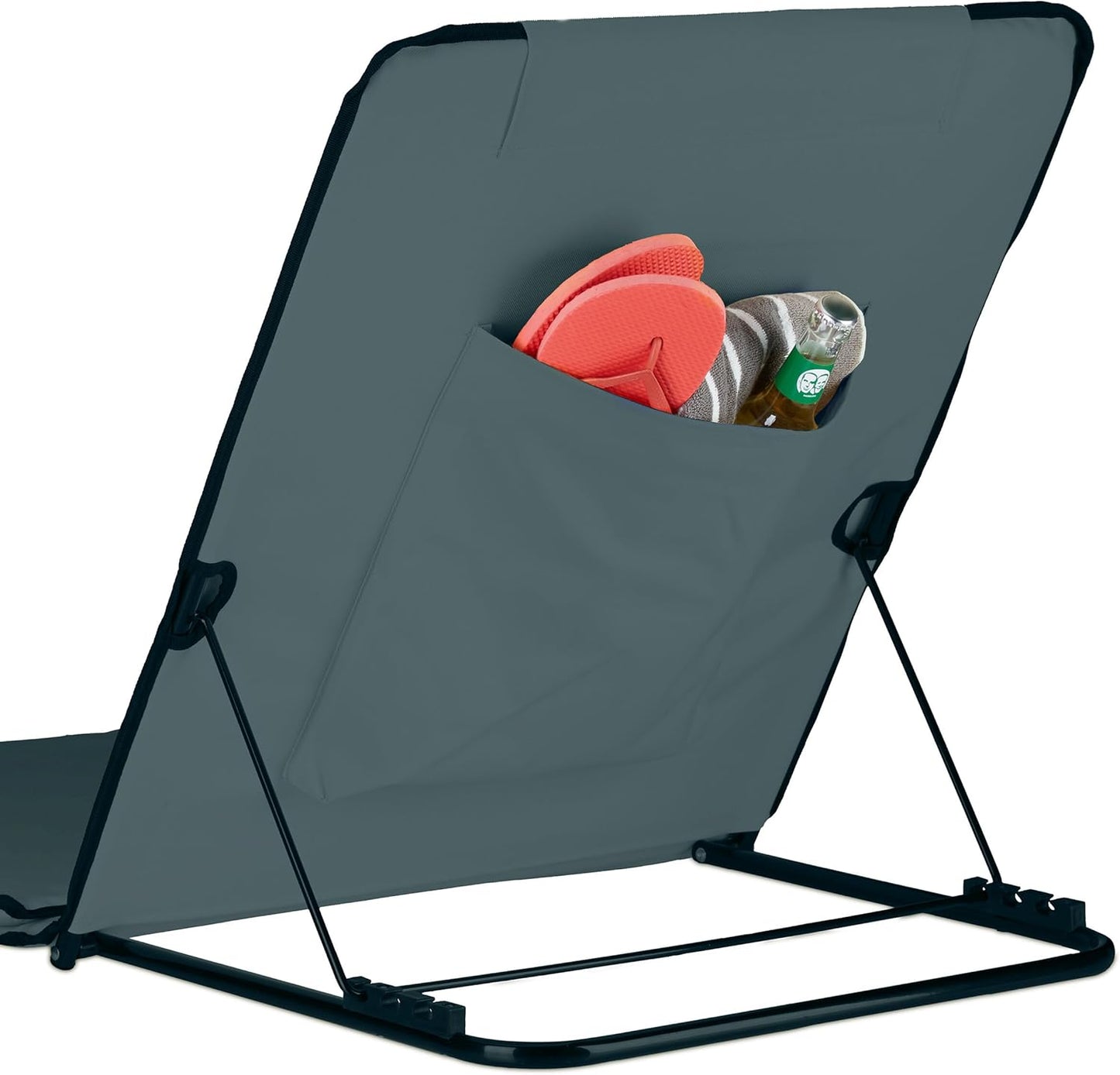 Strandmatte mit Sonnenschirm, Anthrazit