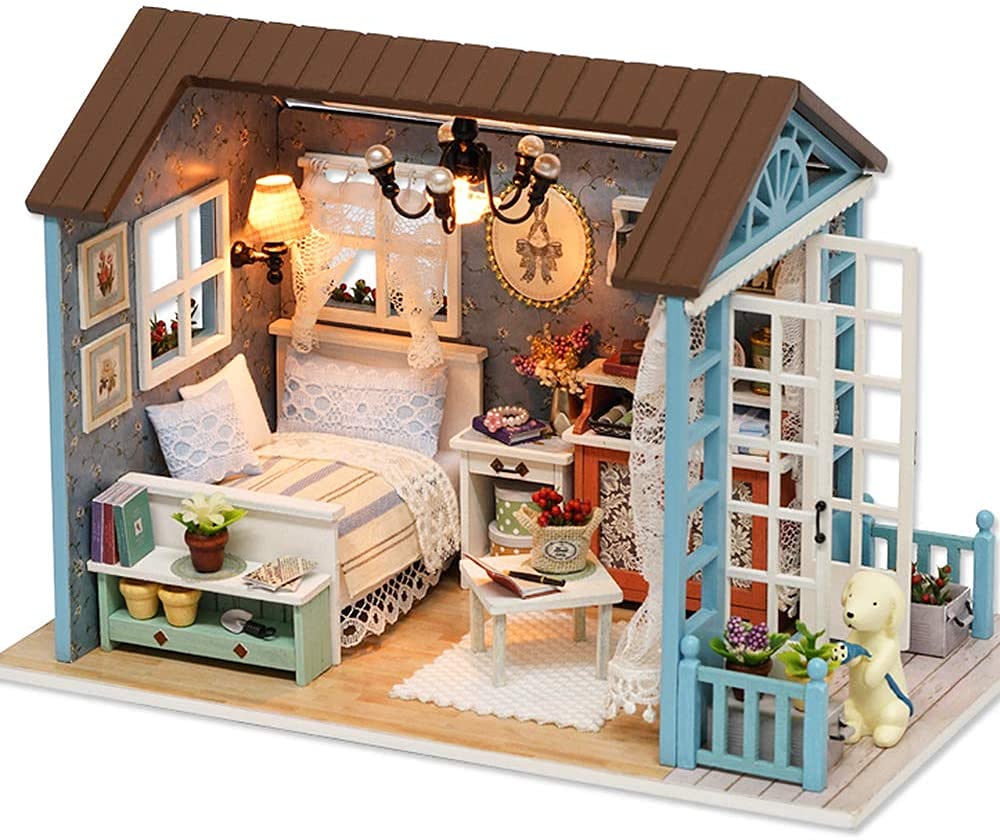 DIY Puppenhaus Miniatur Kit-Salon, Kaffeebraun
