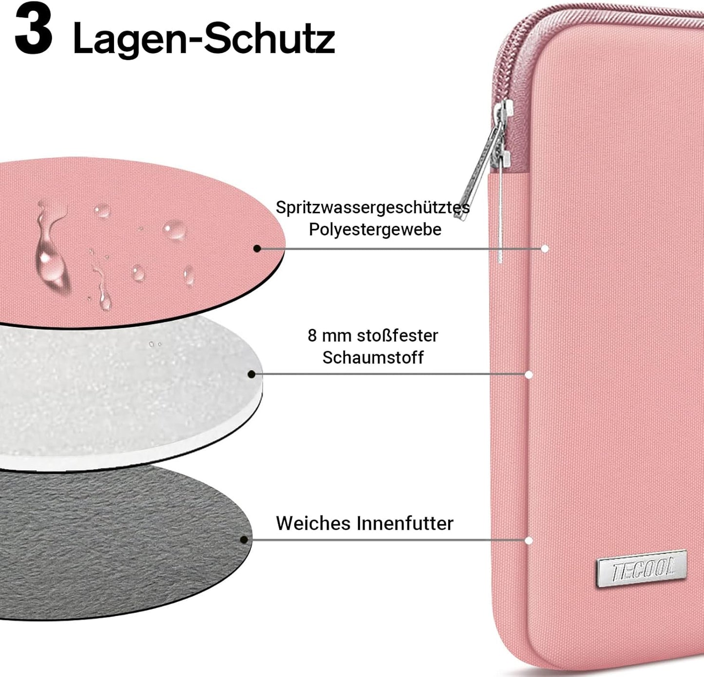 Laptop-Schutzhülle, wasserdicht, 14 inch Rosa