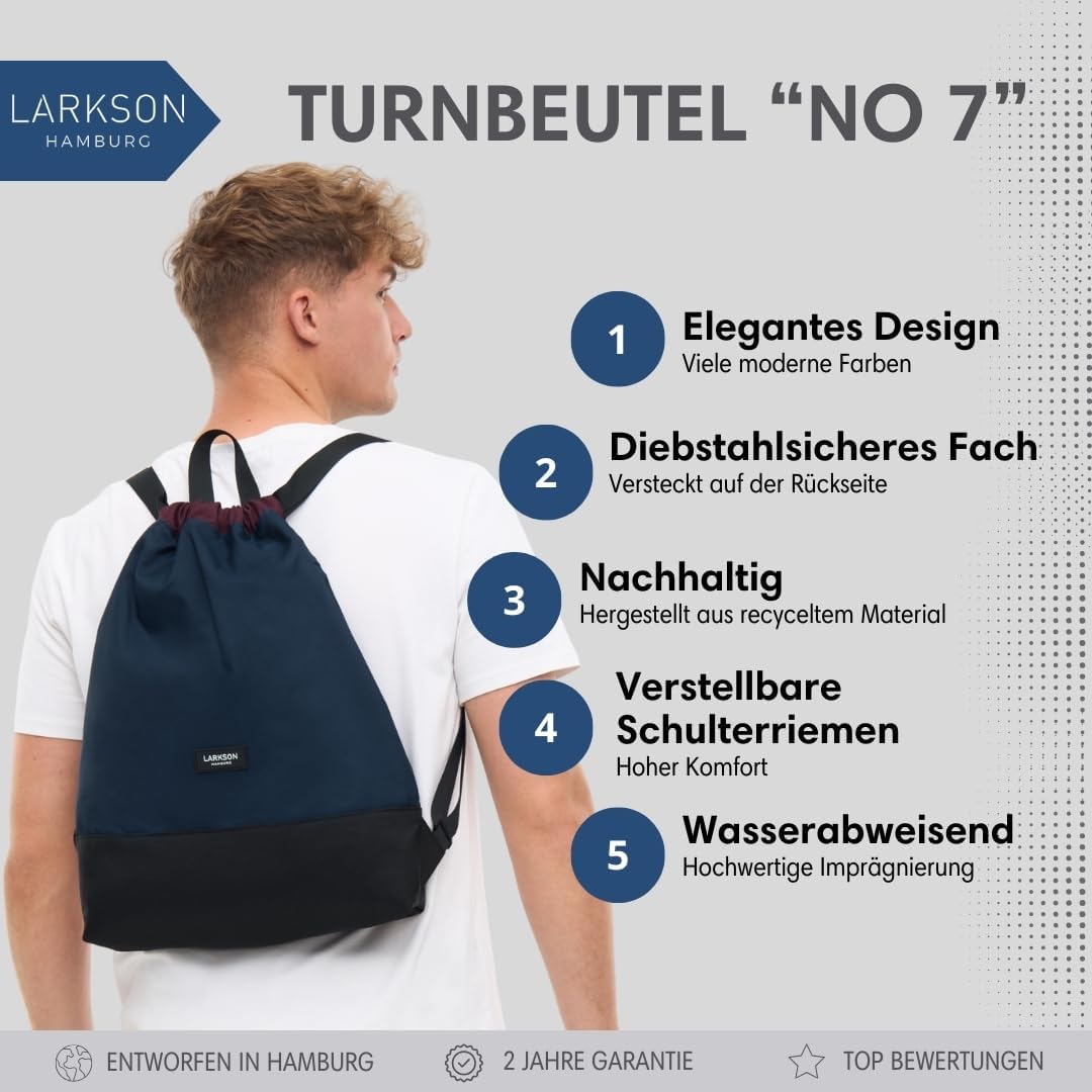 Turnbeutel No 7 mit Aussentasche, Blau Berry
