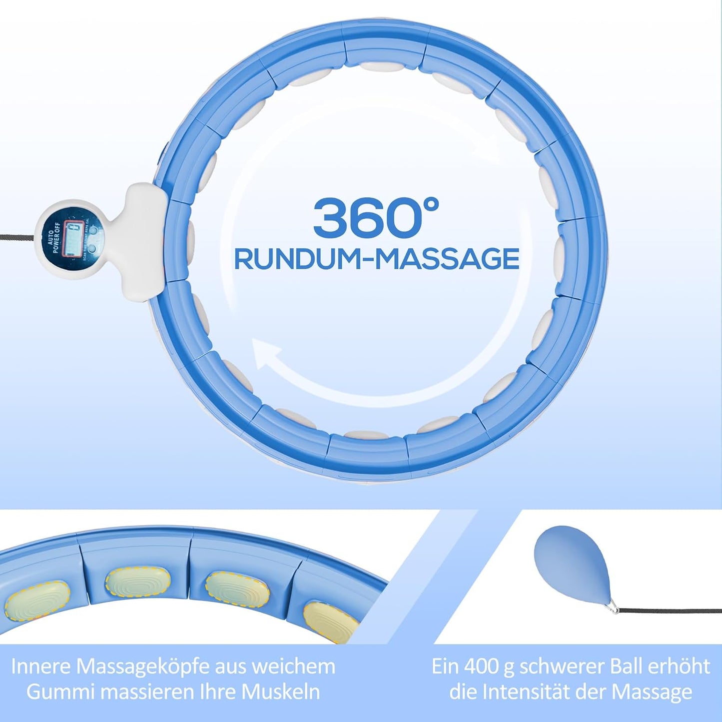 Smart Hula Hoop mit Zähler und Gewichtskugel, Hellblau