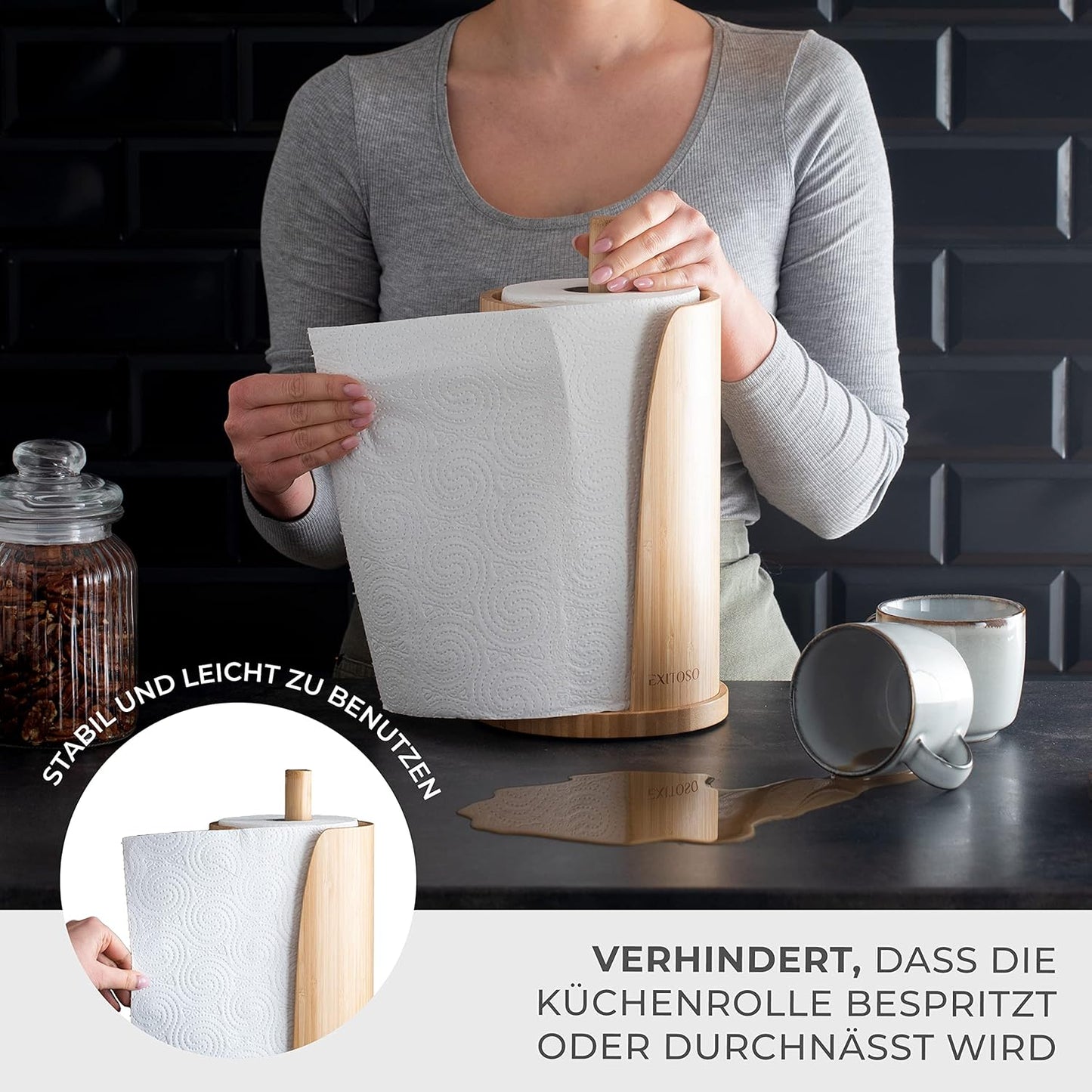 Küchenrollenhalter, rutschfest & stabil