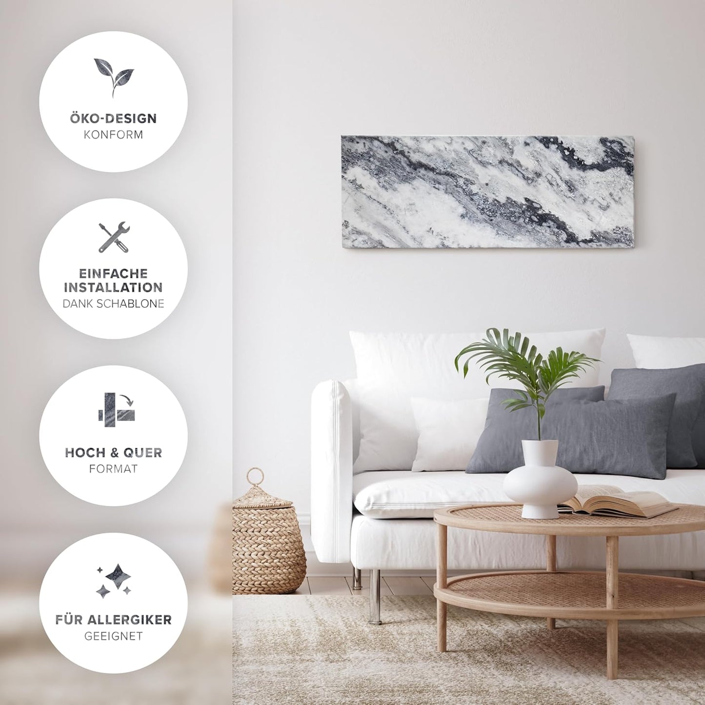 Naturstein Infrarotheizung mit Digitalthermostat, 1) Qarama 800 Watt