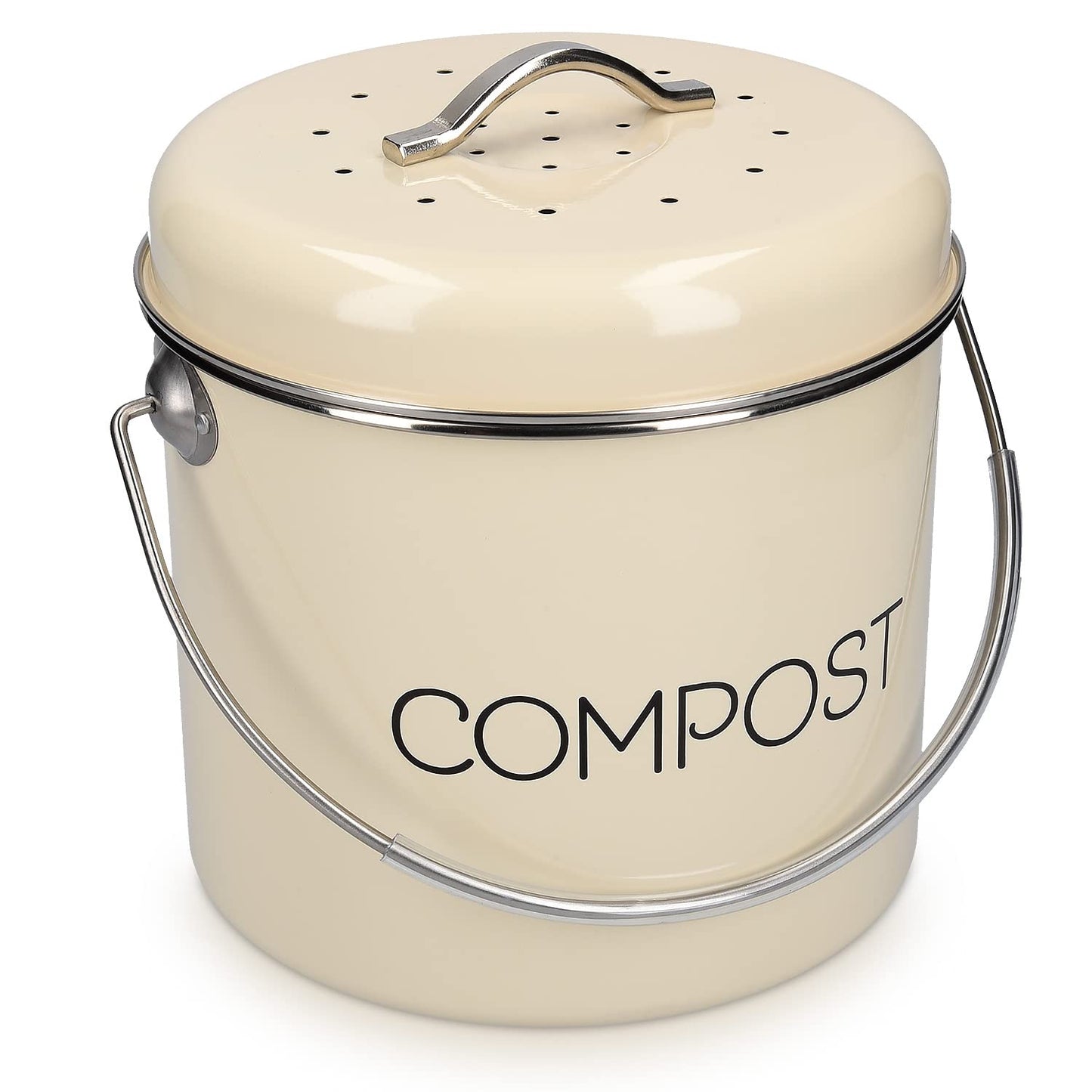 Komposteimer mit Kohlefilter, 3L Creme