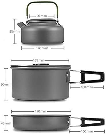 10-teiliges Camping-Kochgeschirr-Set, stapelbar