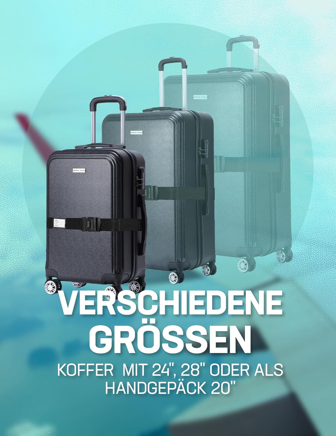 Hartschalenkoffer mit Zahlenschloss und Rollen, 24" Bergen Grau