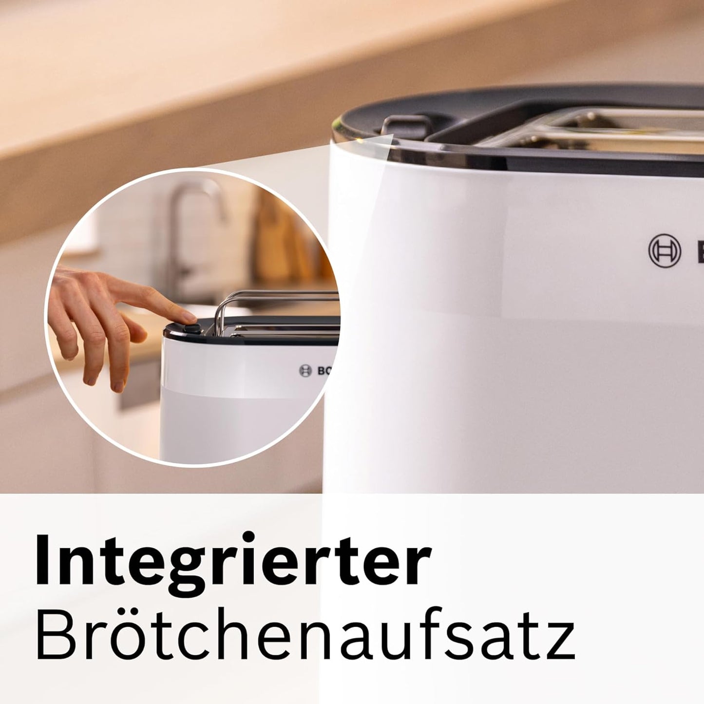 Toaster mit Brötchenaufsatz, Modern, funktional Weiss