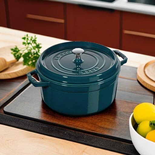 Cocotte Gusseisen Bräter, 26 cm Petrol-Blau