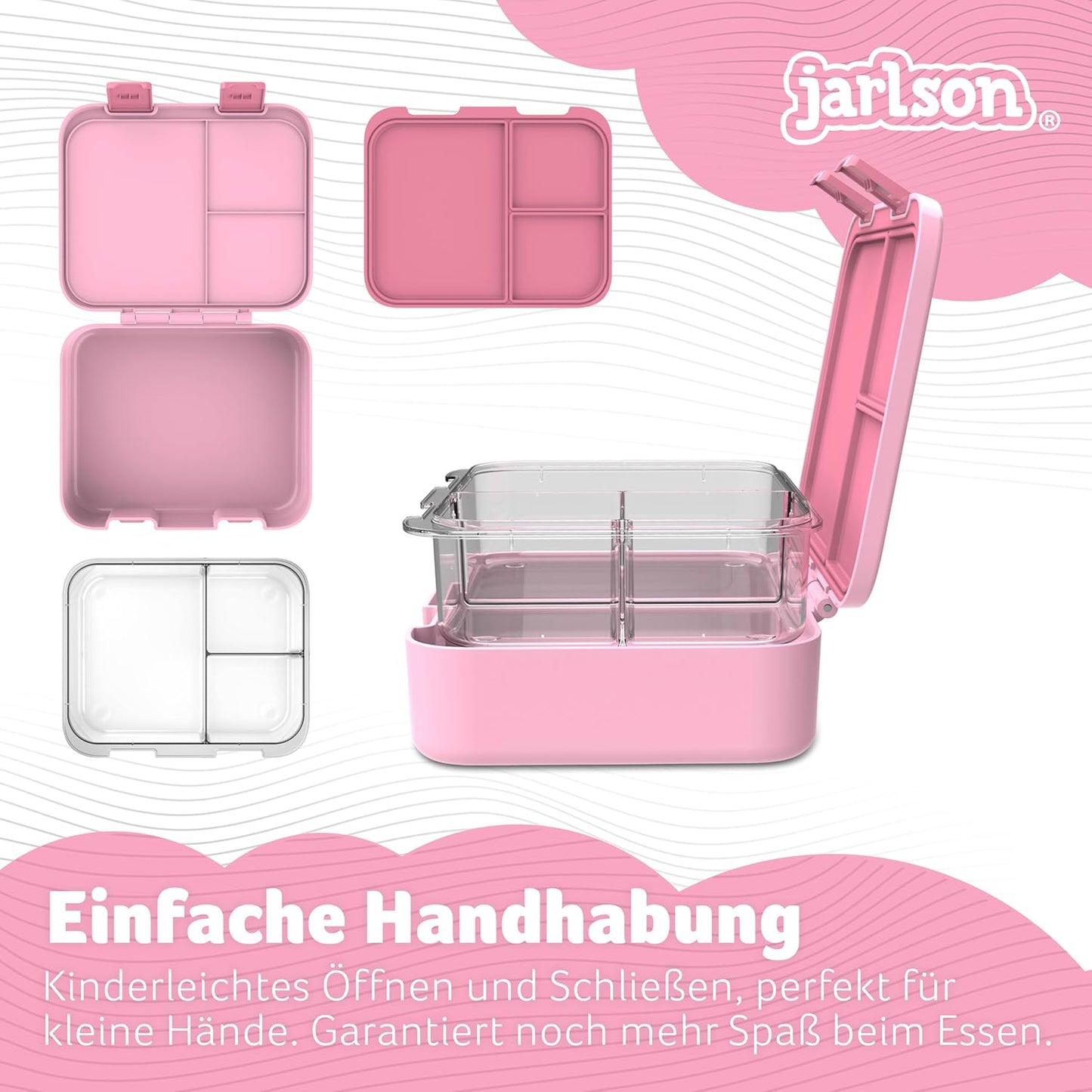 Kinder Bento Lunchbox mit Trennfächern, Einhorn Rosa