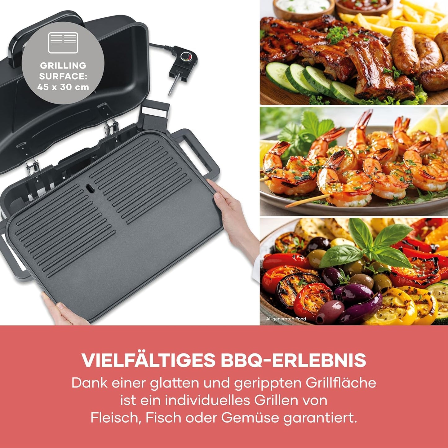 Stand- und Tischgrill PG 8598, Standgrill mit Abdeckung