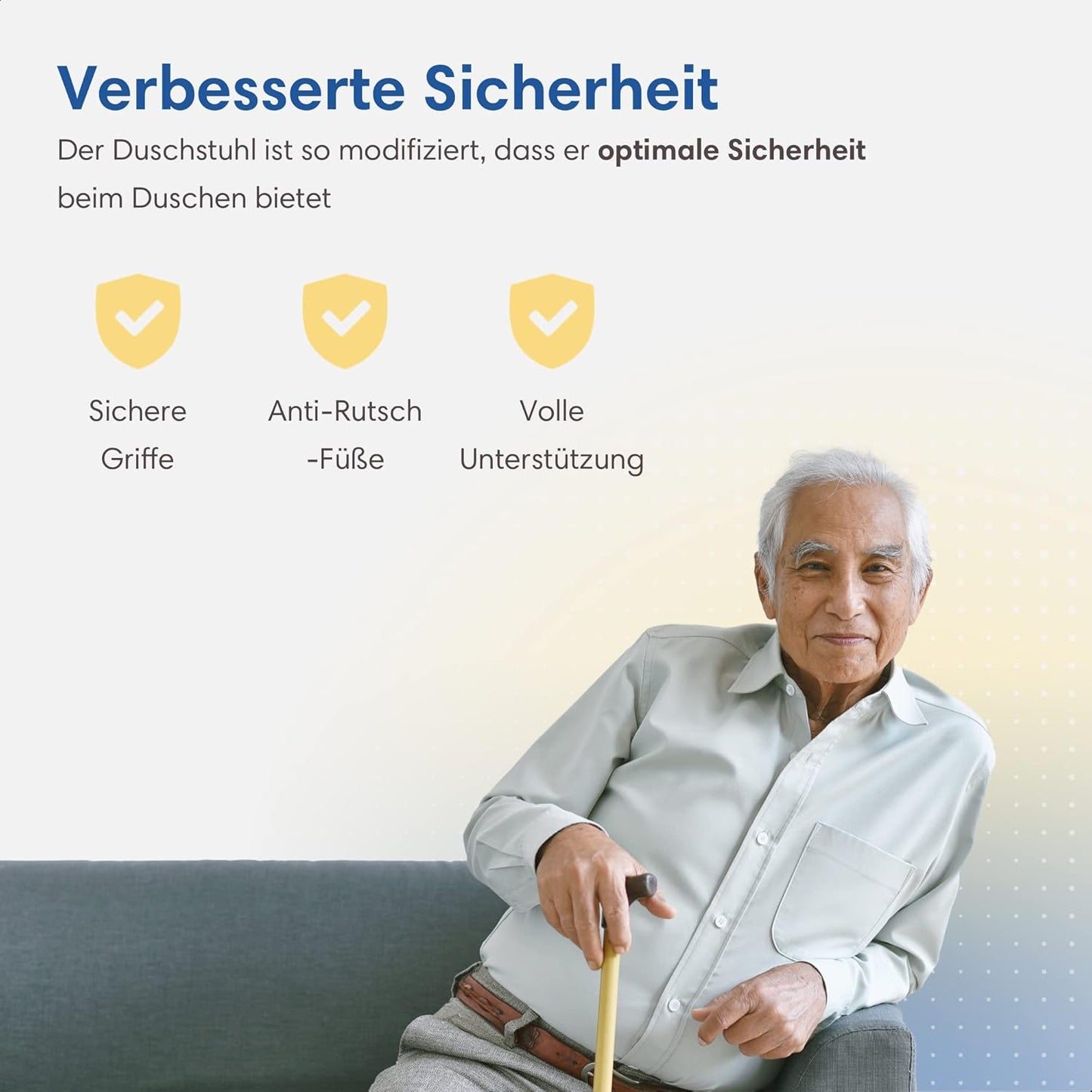 Duschstuhl mit abnehmbarer Rücken- und Armlehne