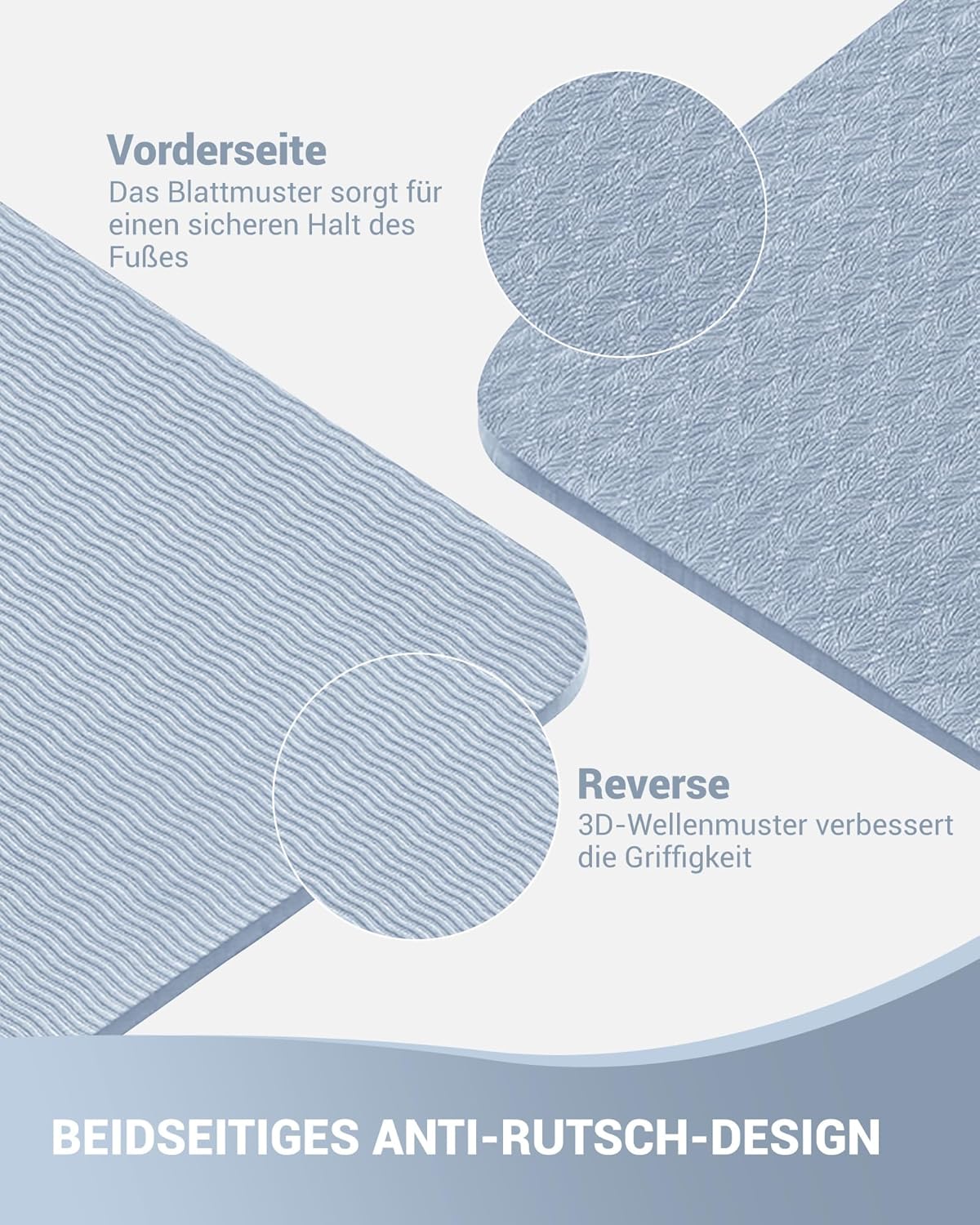 Rutschfeste Yogamatte, Blau 6 mm