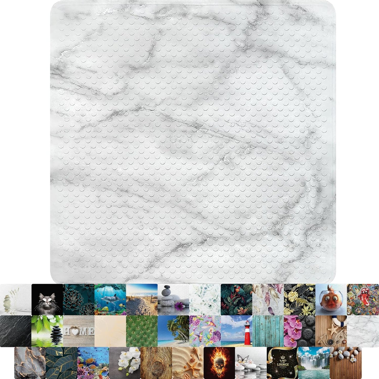 Rutschfeste Badematte 53 x 53 cm, maschinenwaschbar, Marmor