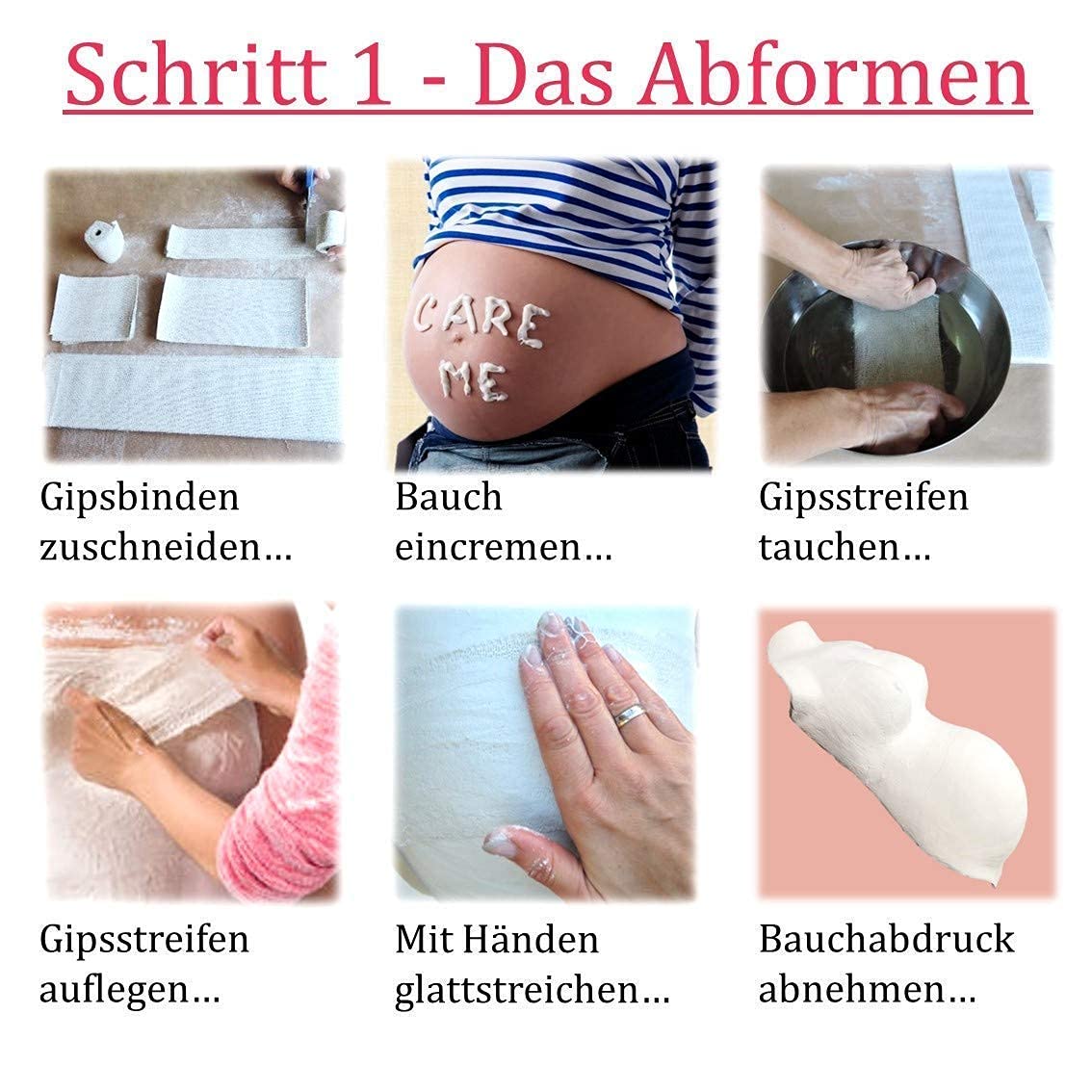 Babybauch Gipsabdruck Komplettset mit Veredelung
