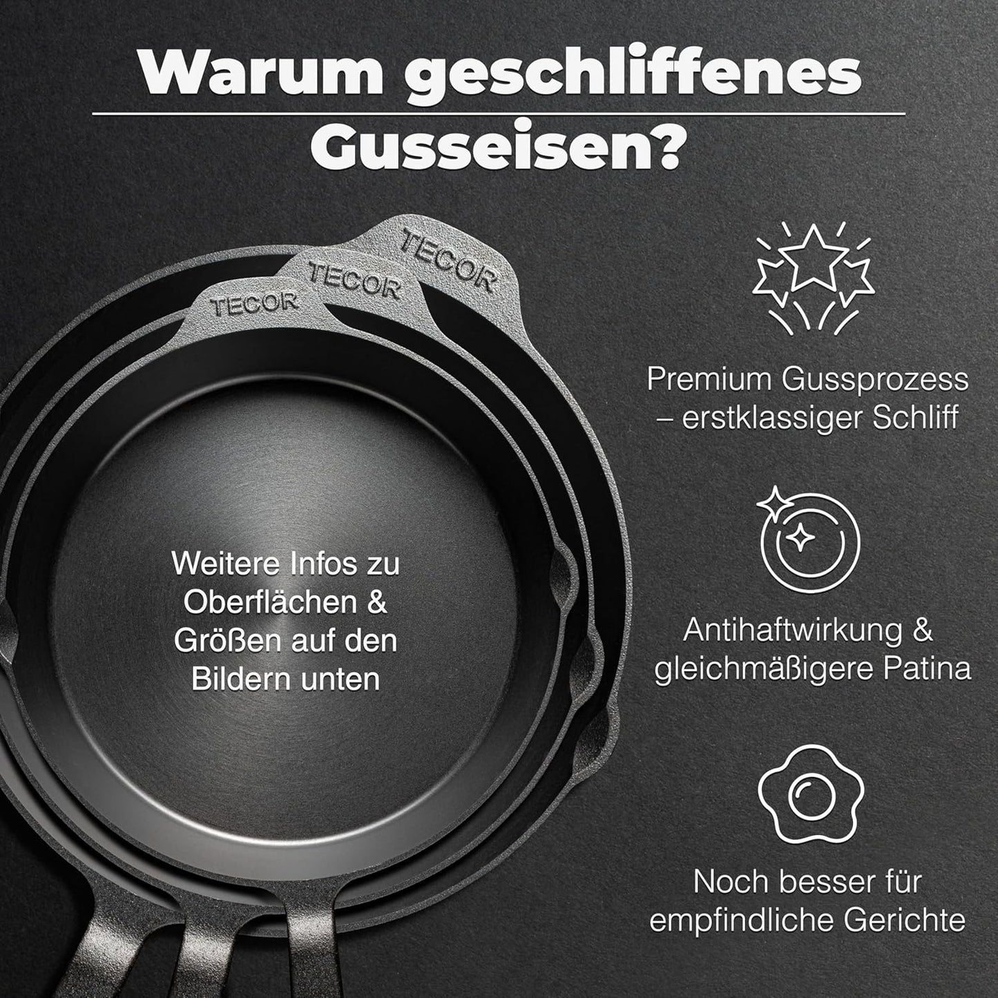 Gusseisenpfanne, 28 cm Geschliffenes Gusseisen