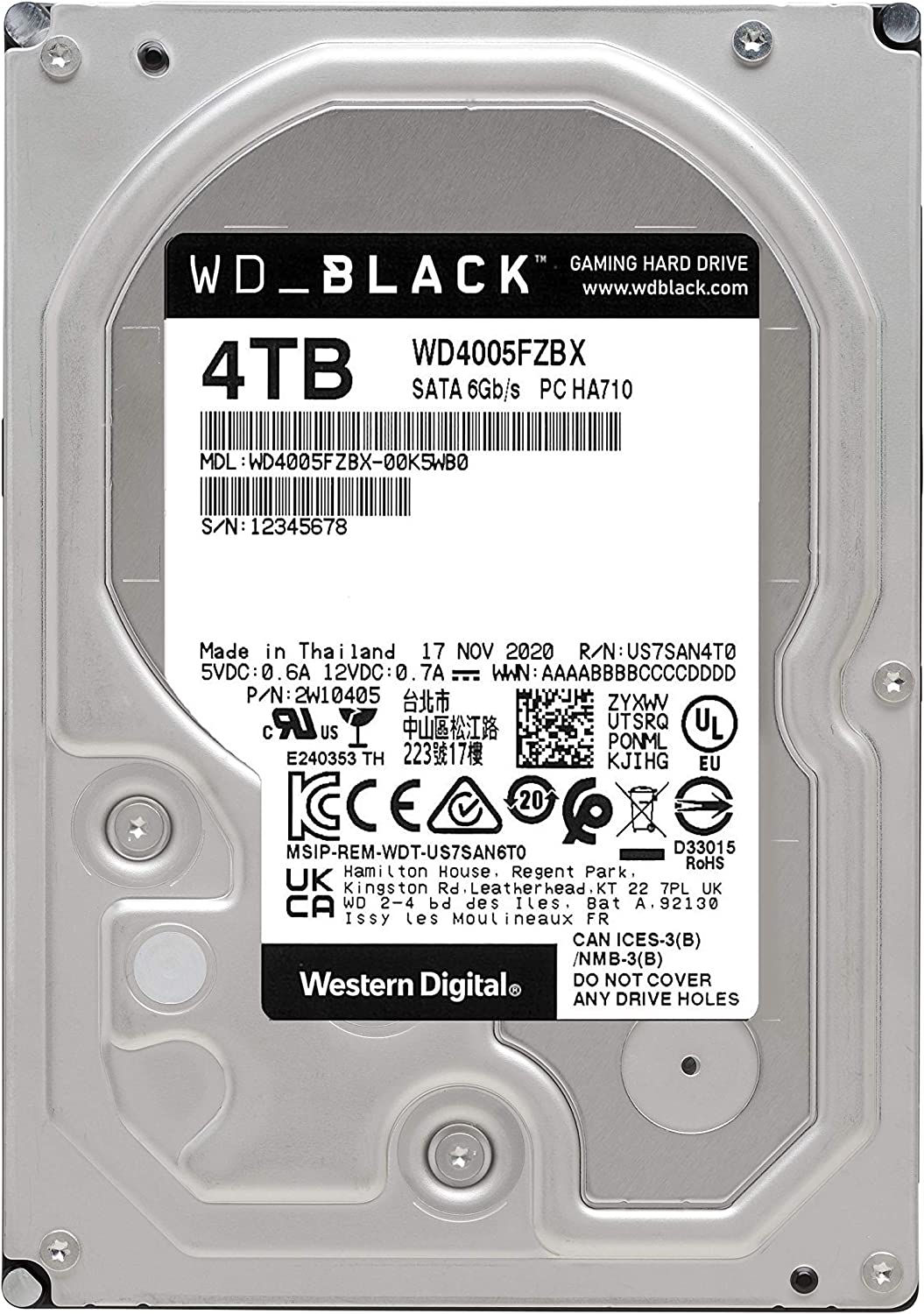 WD4005FZBX 4 TB , Festplatte, 4TB Component Boxed