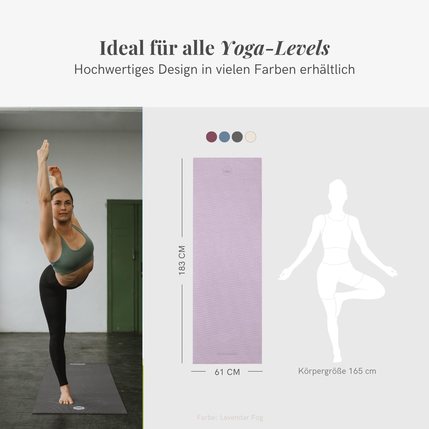 Rutschfeste Yoga- und Fitnessmatte, Lavender Fog