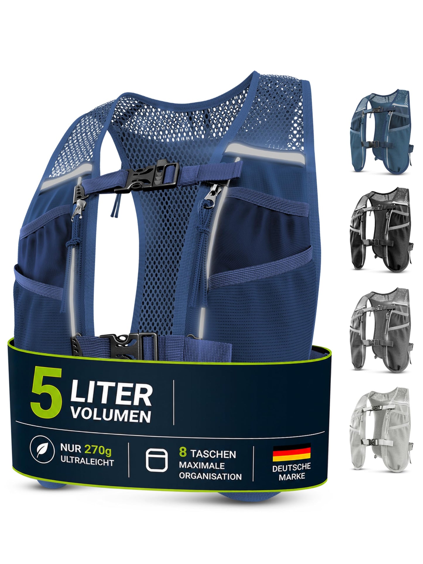Ultraleichte Laufweste mit Trinksystem (5L), navyblau 5L