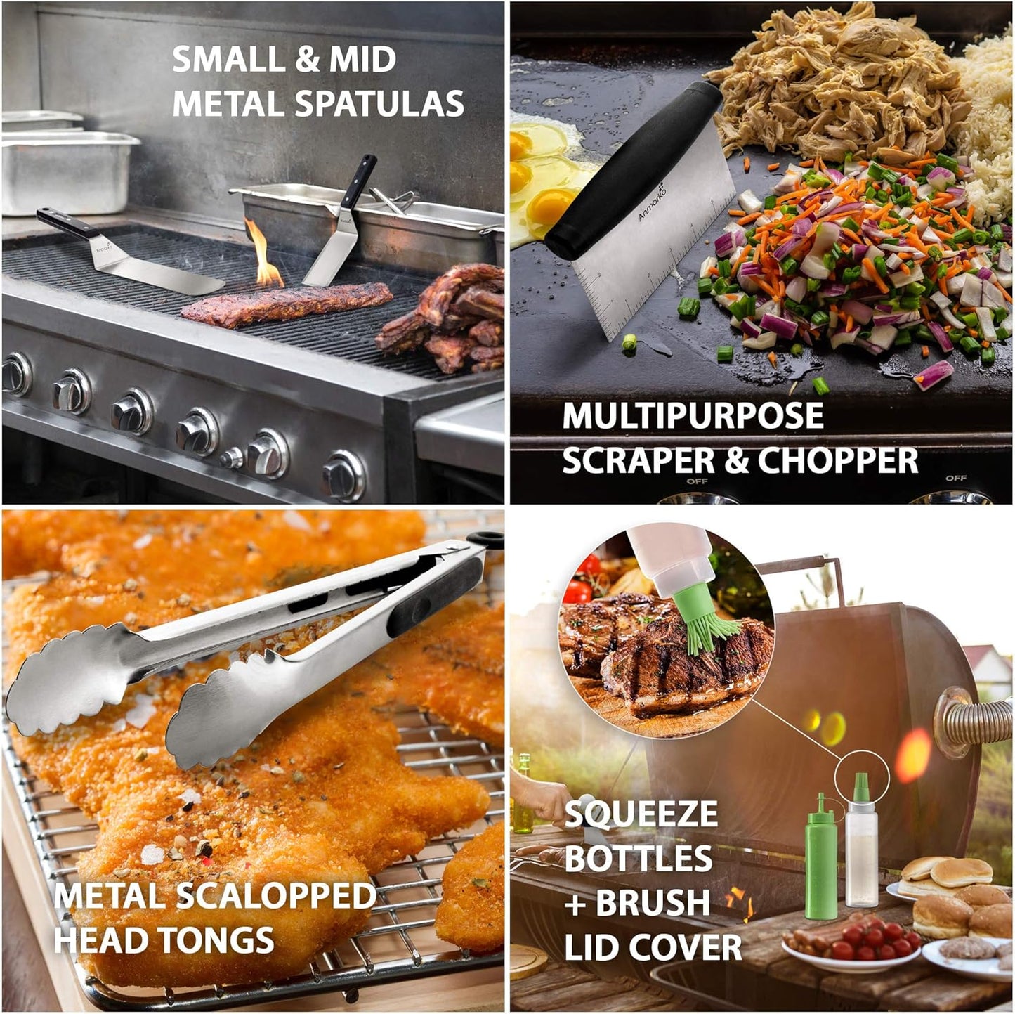 Grillwender-Set, Abs Plastic Handle Set (Tongs And Bottles)