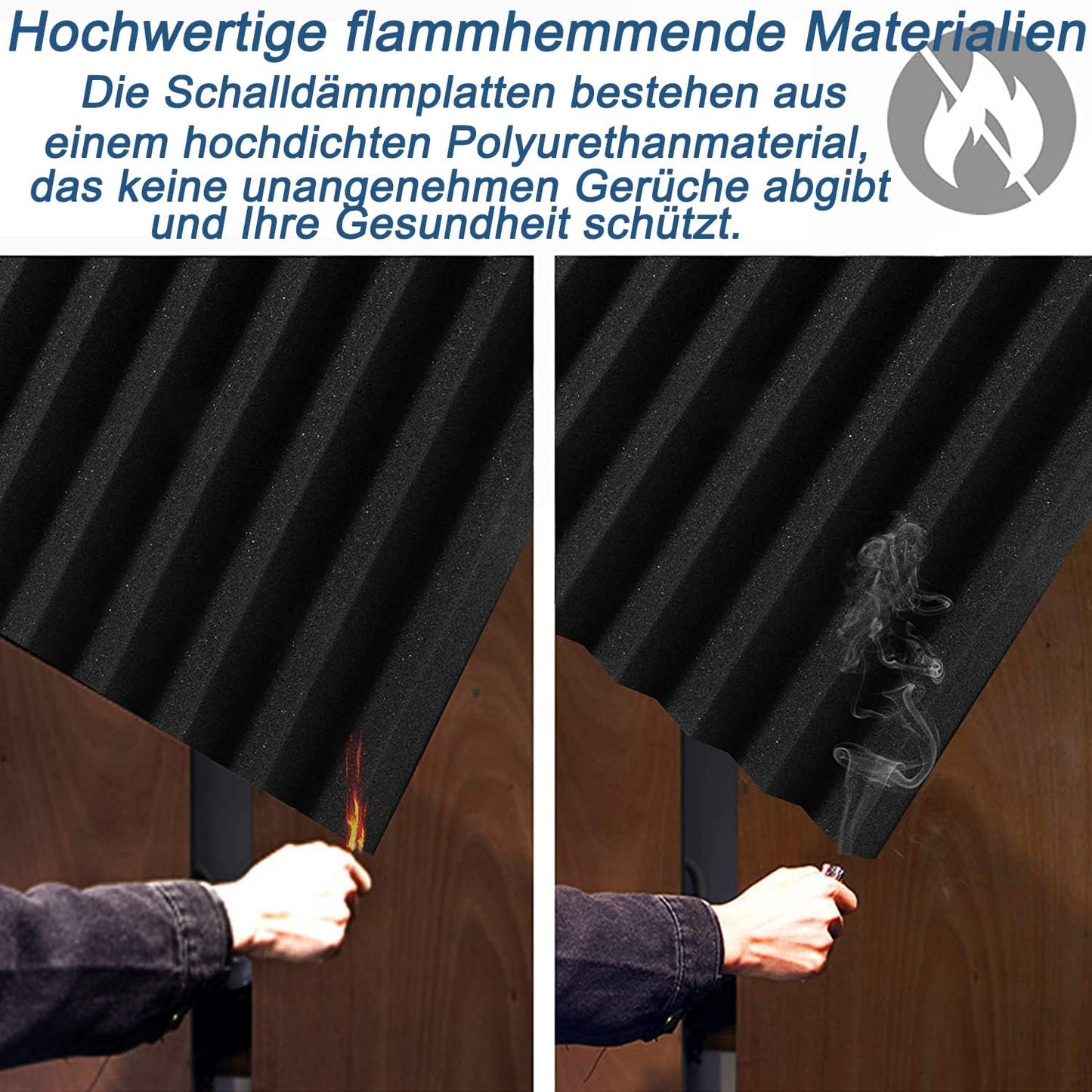 Akustikschaumstoff Platten-Set (12 Stück, 30x30x2,5 cm)