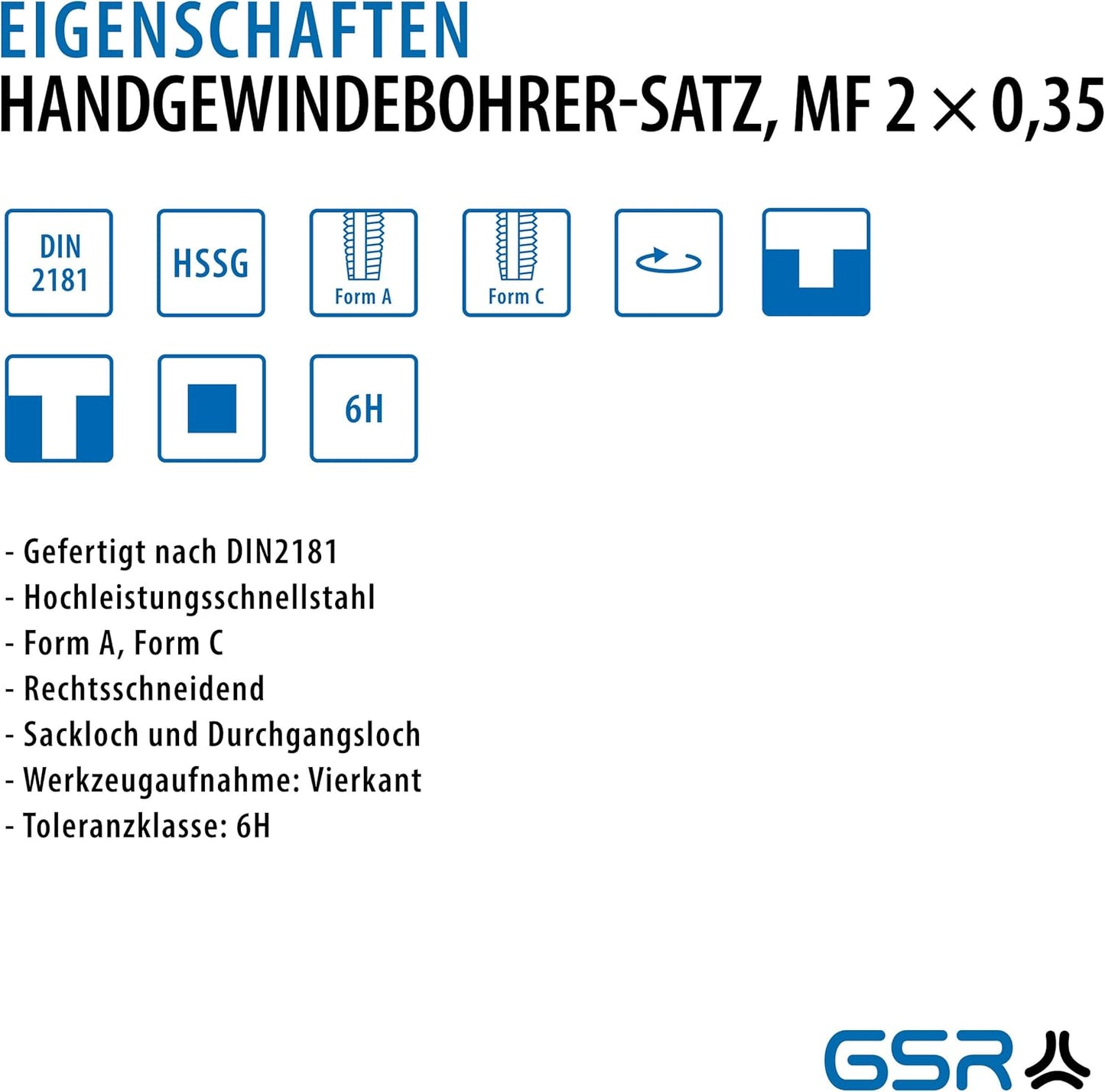 2er-Set Gewindebohrer, Metrisch Fein MF 2 x 0,35