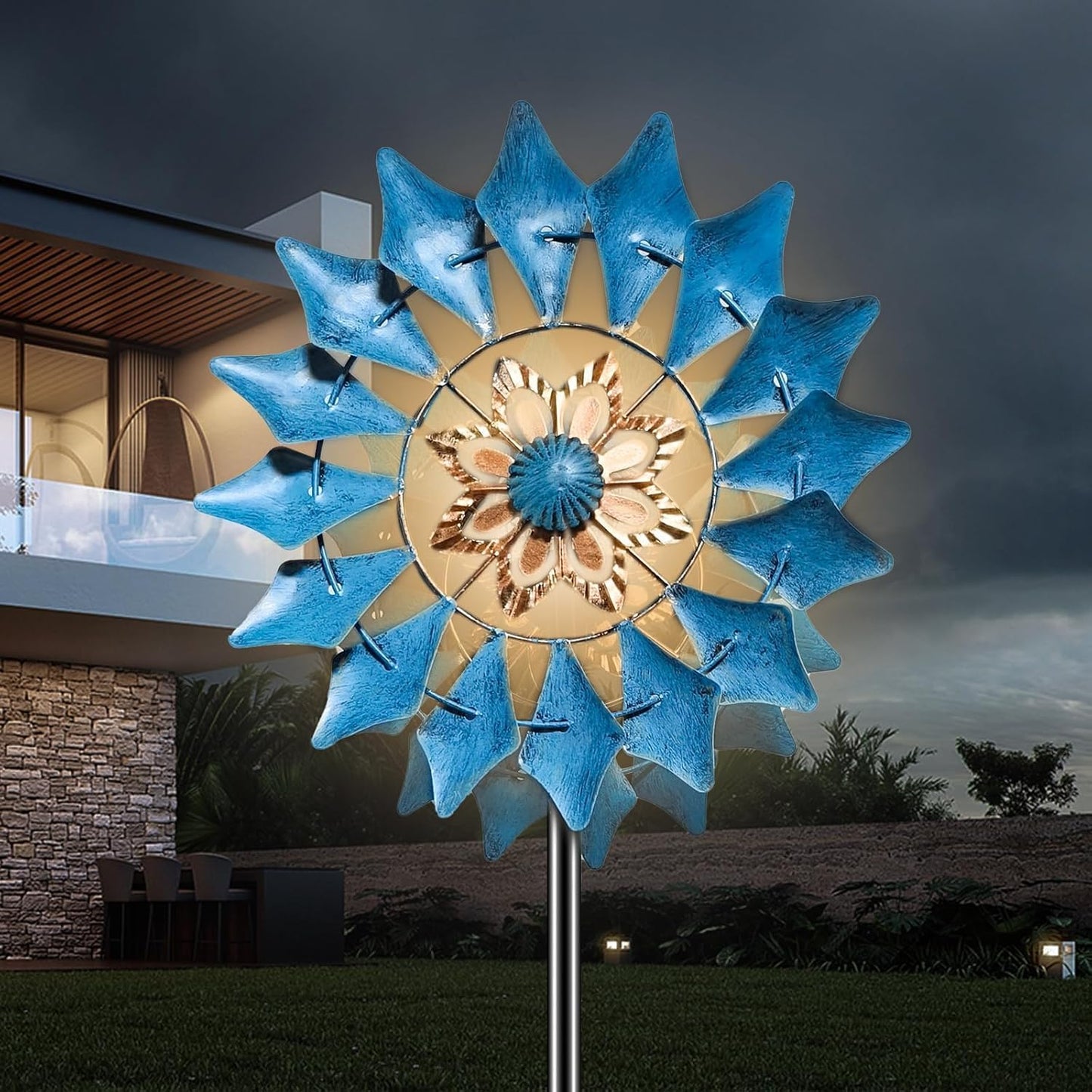 Windspinner mit Solarlicht, Durchmesser ca. 8 Zoll, Höhe ca. 12 Zoll