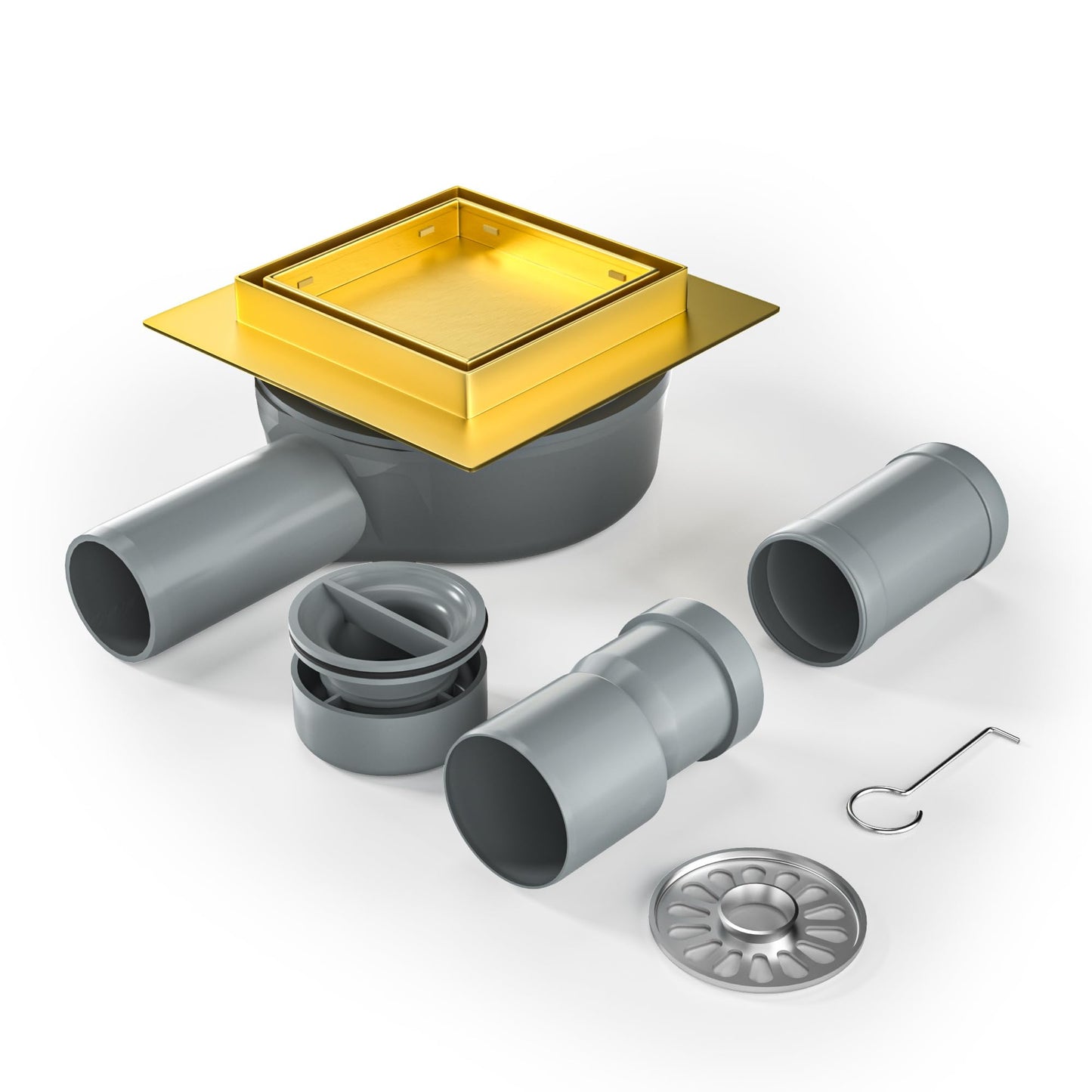 Duschrinne mit Geruchsstop und Haarsieb, Gold 10cm
