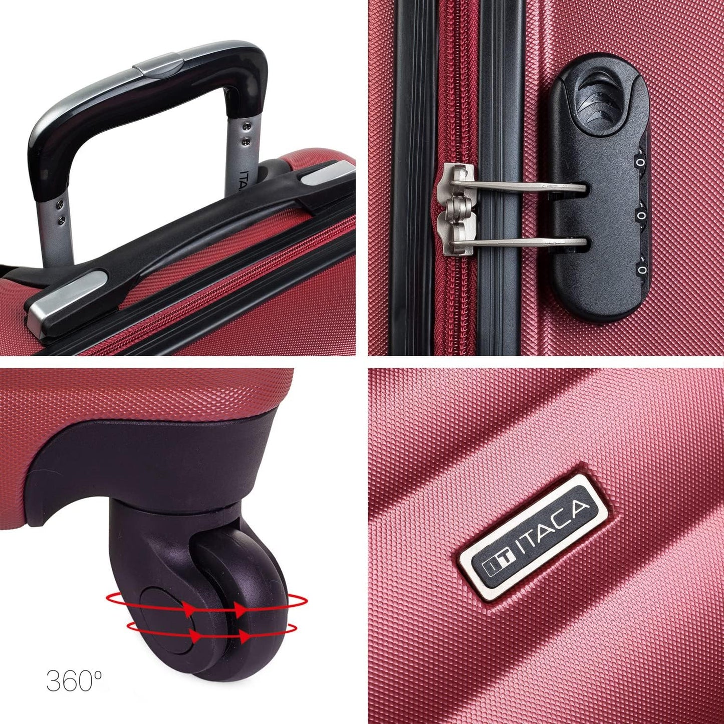 Handgepäckkoffer mit Beauty Case Set, Granat S + XS