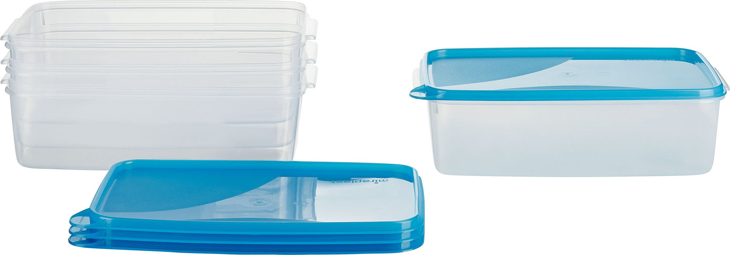 Gefrierdosen-Set mit Deckel, 3L Rechteckig (4 Stk)