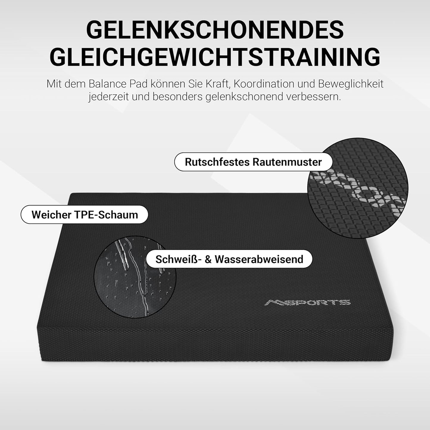 Balance Pad mit Übungsposter für Gleichgewichtstraining, Schwarz