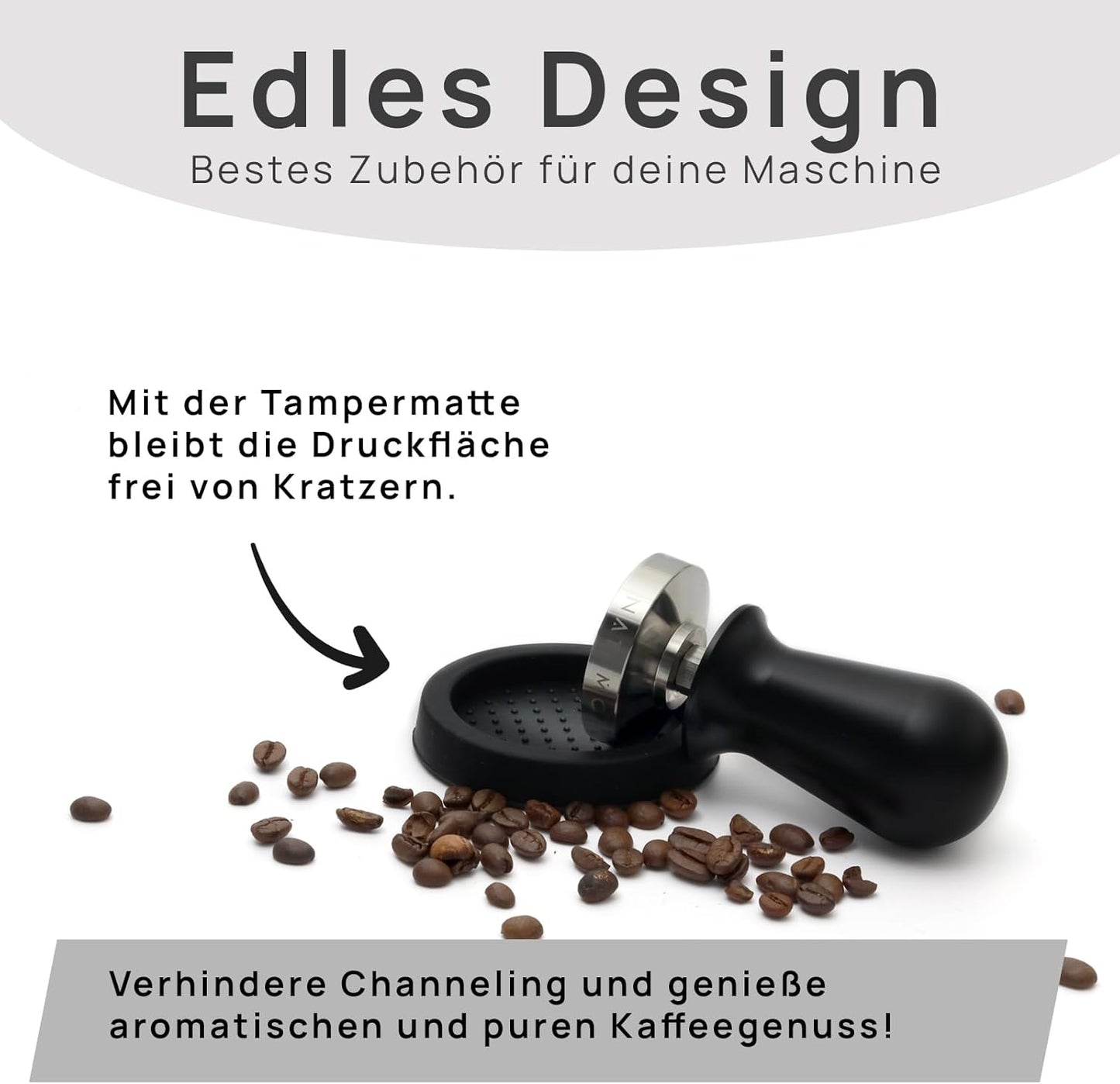 Tamper Set mit Druckregulierung, Schwarz 53mm
