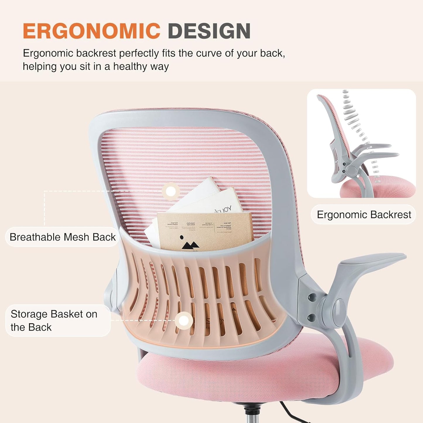 Ergonomischer Drehstuhl, Helles Pink