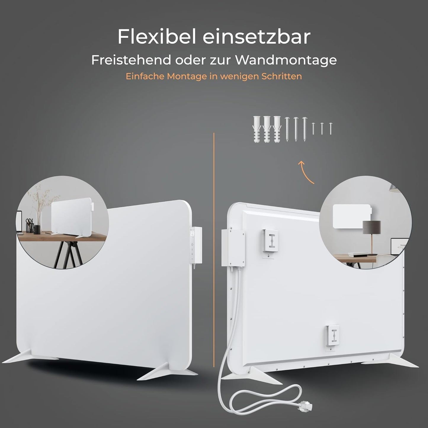 Infrarotheizung mit Smart Thermostat, Weiß 750W