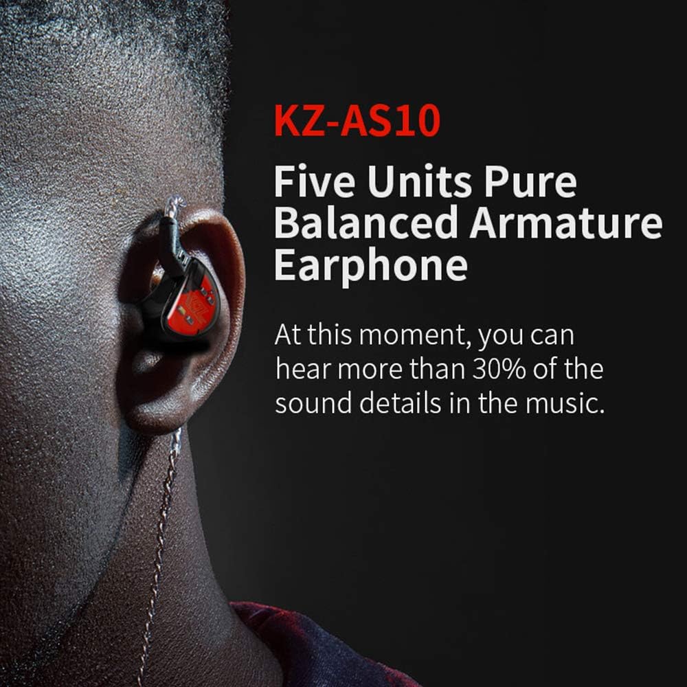 AS10 5BA HiFi In-Ear Kopfhörer mit Noise Cancelling, Black Mit Mic