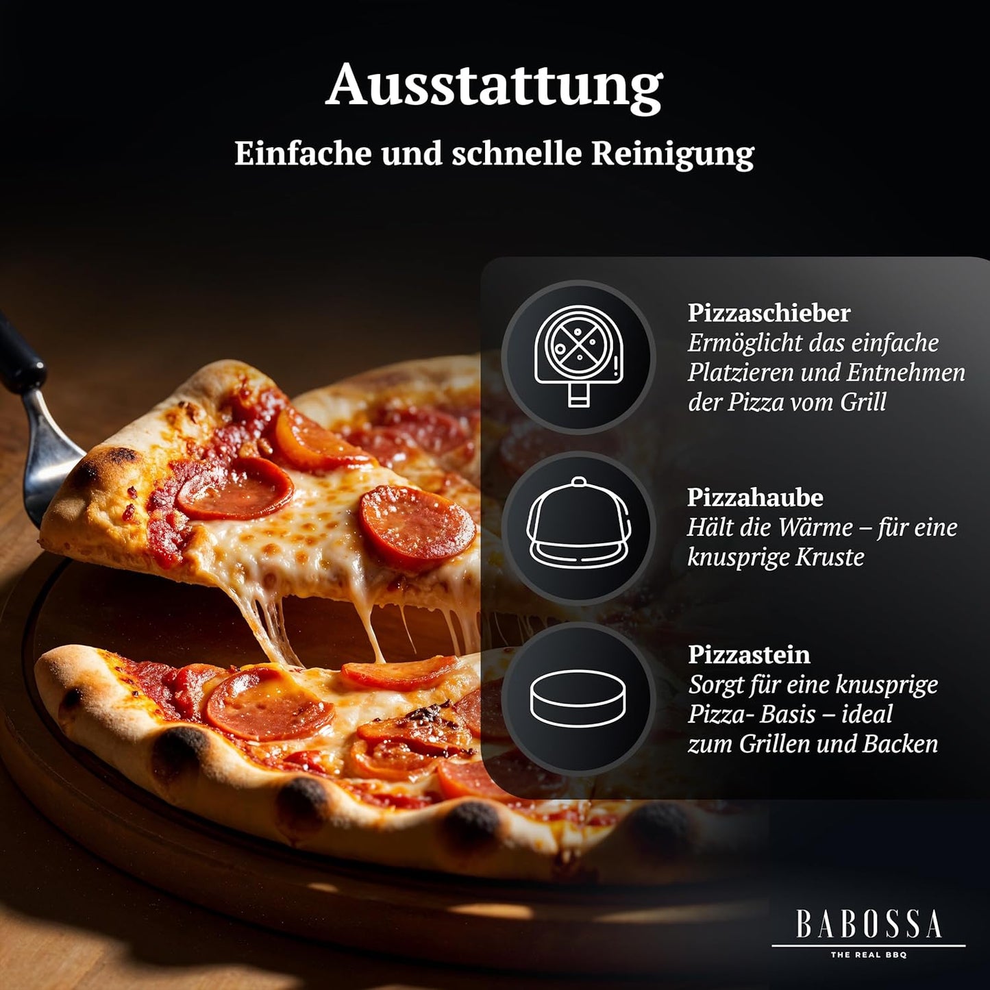 Pizzaset für Grill inkl. Pizzastein & Schieber, Pizzaset Basic