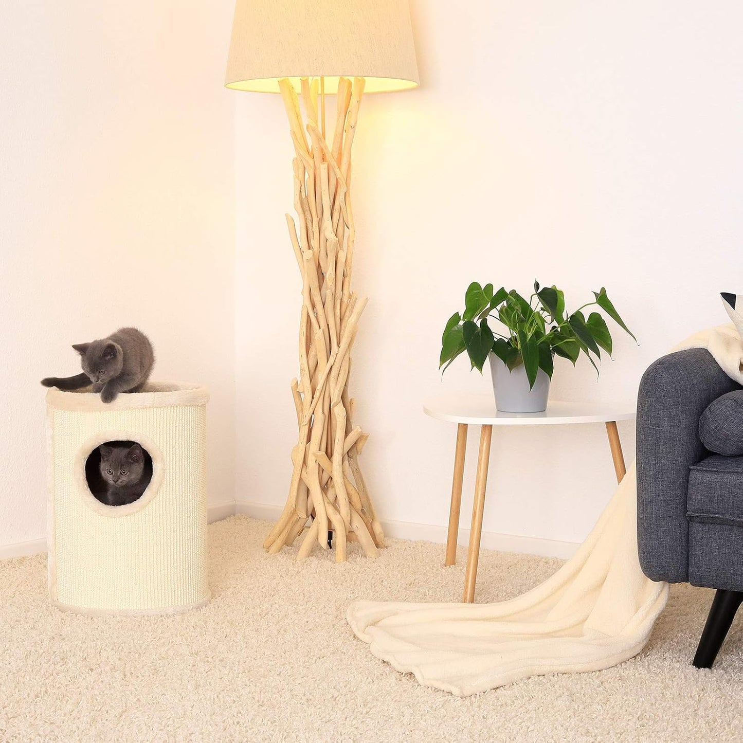 Kratztonne mit Spielball, Beige 50 cm Höhe