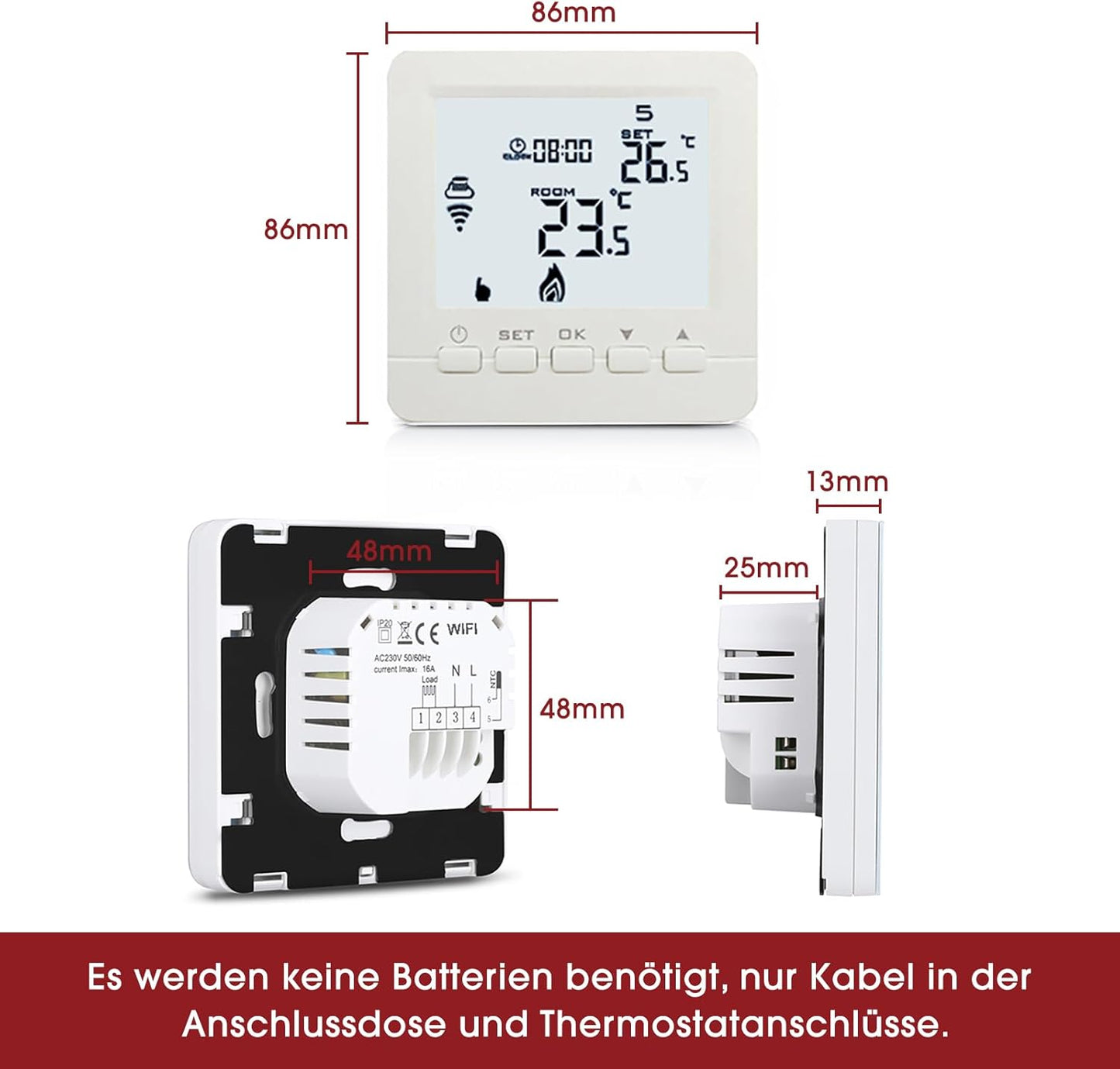 Infrarotheizung für die Decke mit Thermostat, 400Watt+Deckenmontage+Thermostat