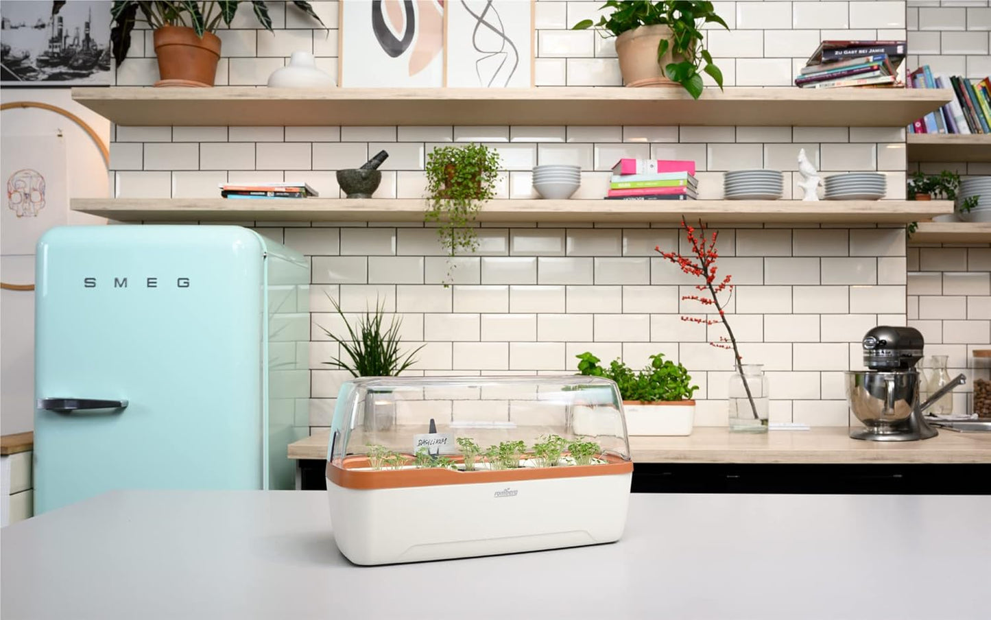 BoQube L Plus Anzuchtset mit Bewässerungssystem, BoQube L Plus — 41×17×23cm Creme / Kupferbraun