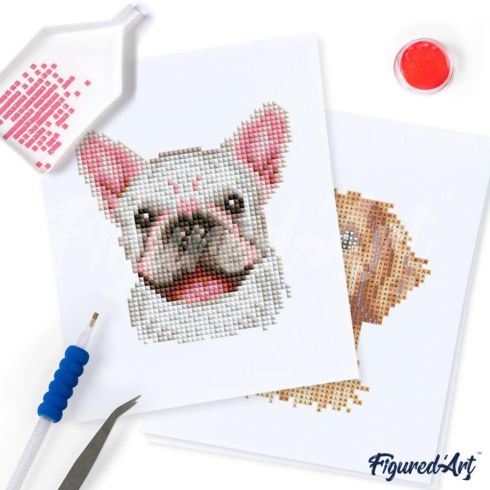 Mini Serie Diamond Painting Set mit 12 Stück, Hundeporträts PROBLEMYOUMUSTCHECK