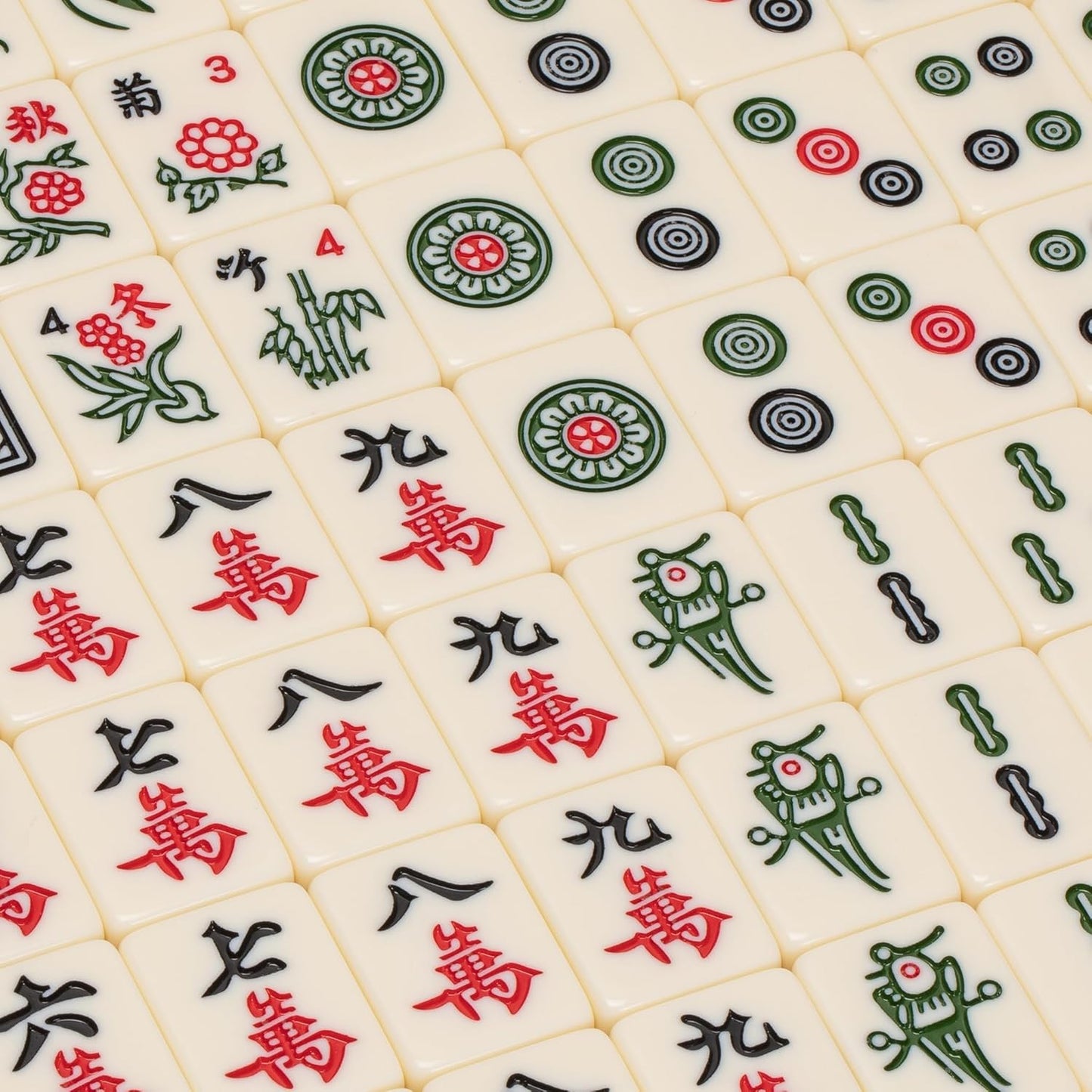 Mahjong-Set mit 146 Spielsteinen, Ecru