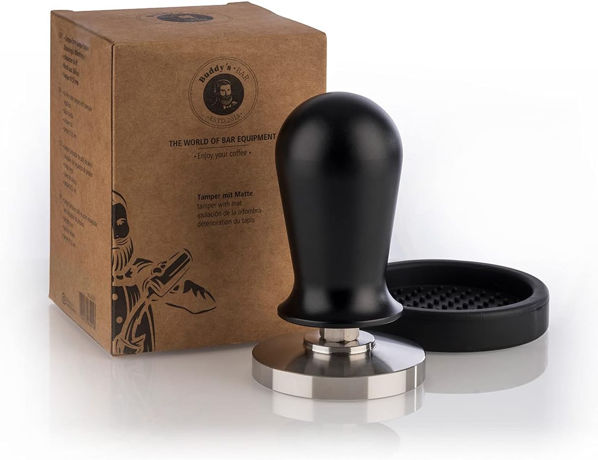 Espresso Tamper mit Matte, Barista Edition, Schwarz ∅ 58 mm