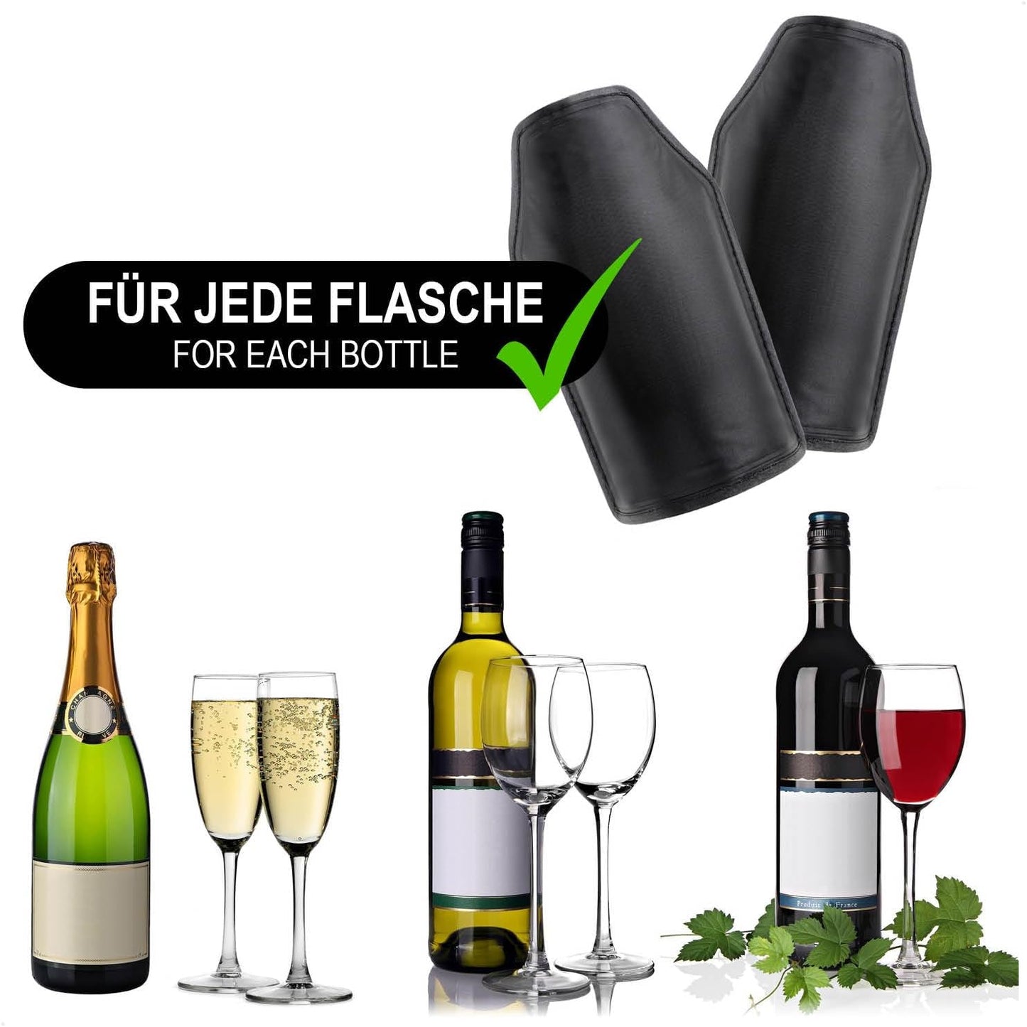 2er-Set Flaschenkühlmanschette, 02 Stück - Schwarz